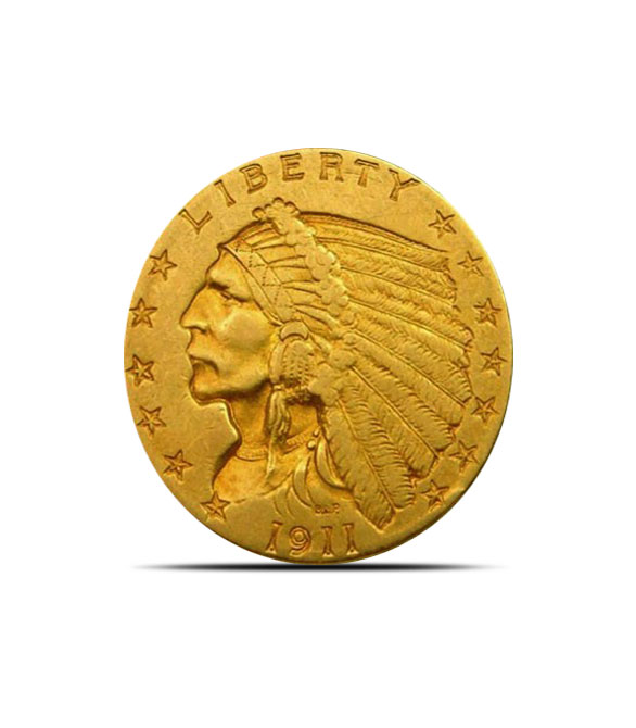 $2.50 Indian Head US Mint Gold Quarter Eagle Coin XF+ Obverse