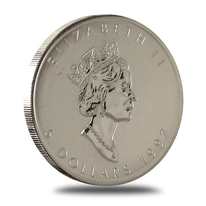 1997 1 oz Canadian Silver Maple Leaf Bullion Coin Obverse